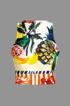 Tropical Print Tank Top And Pants Set
