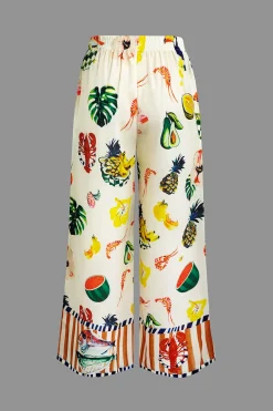 Tropical Print Tank Top And Pants Set