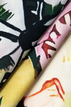Tropical Print Tie Front Crop Shirt