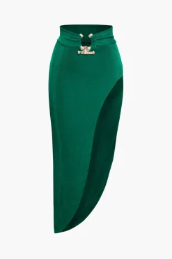 Tube Top And Asymmetric Slit Skirt Set