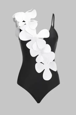 Tummy Control Appliques Detail One-Piece Swimsuit