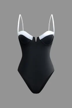 Tummy Control Contrast Knot Cut Out One-Piece Swimsuit