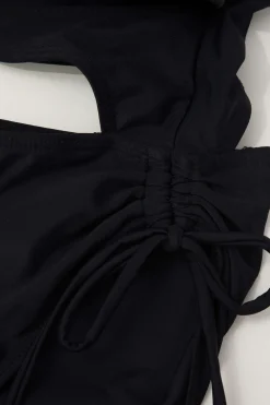 Tummy Control Solid Halter Tie Cut Out One-piece Swimsuit
