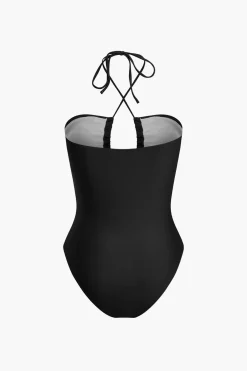 Tummy Control Tie Halter Ruched One-Piece Swimsuit