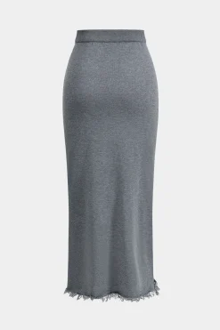 Turtleneck Long Sleeve Top And Skirt Set