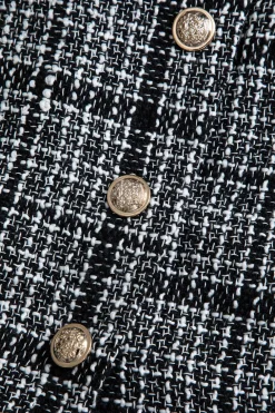 Tweed Button Mini Skirt