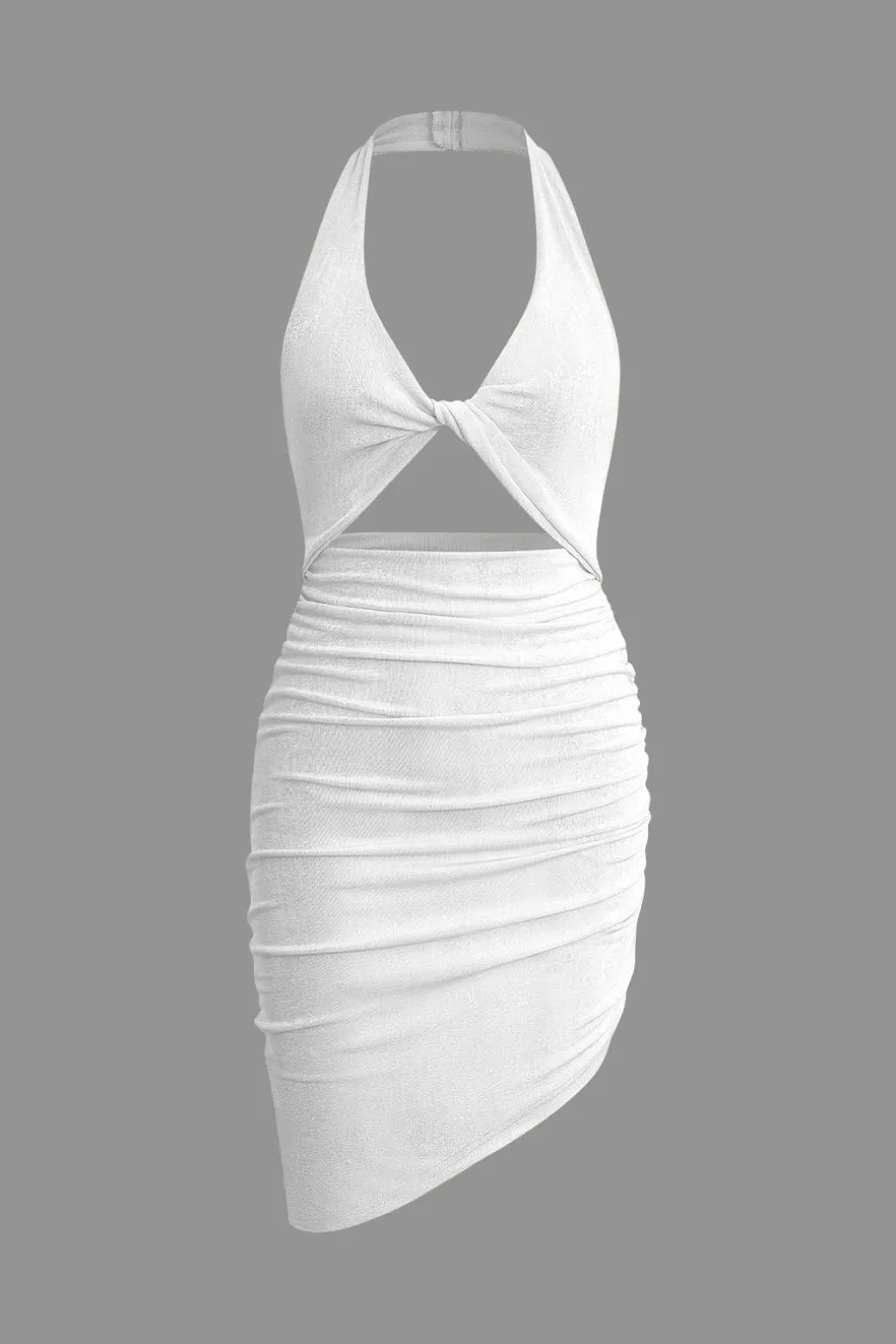 Twist Halter Cut Out Backless V-neck Midi Dress