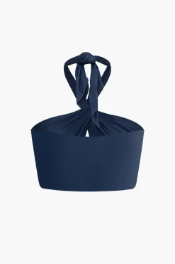 Twist Halter Knot Crop Tube Top