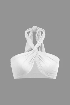 Twist Halter Knot Crop Tube Top