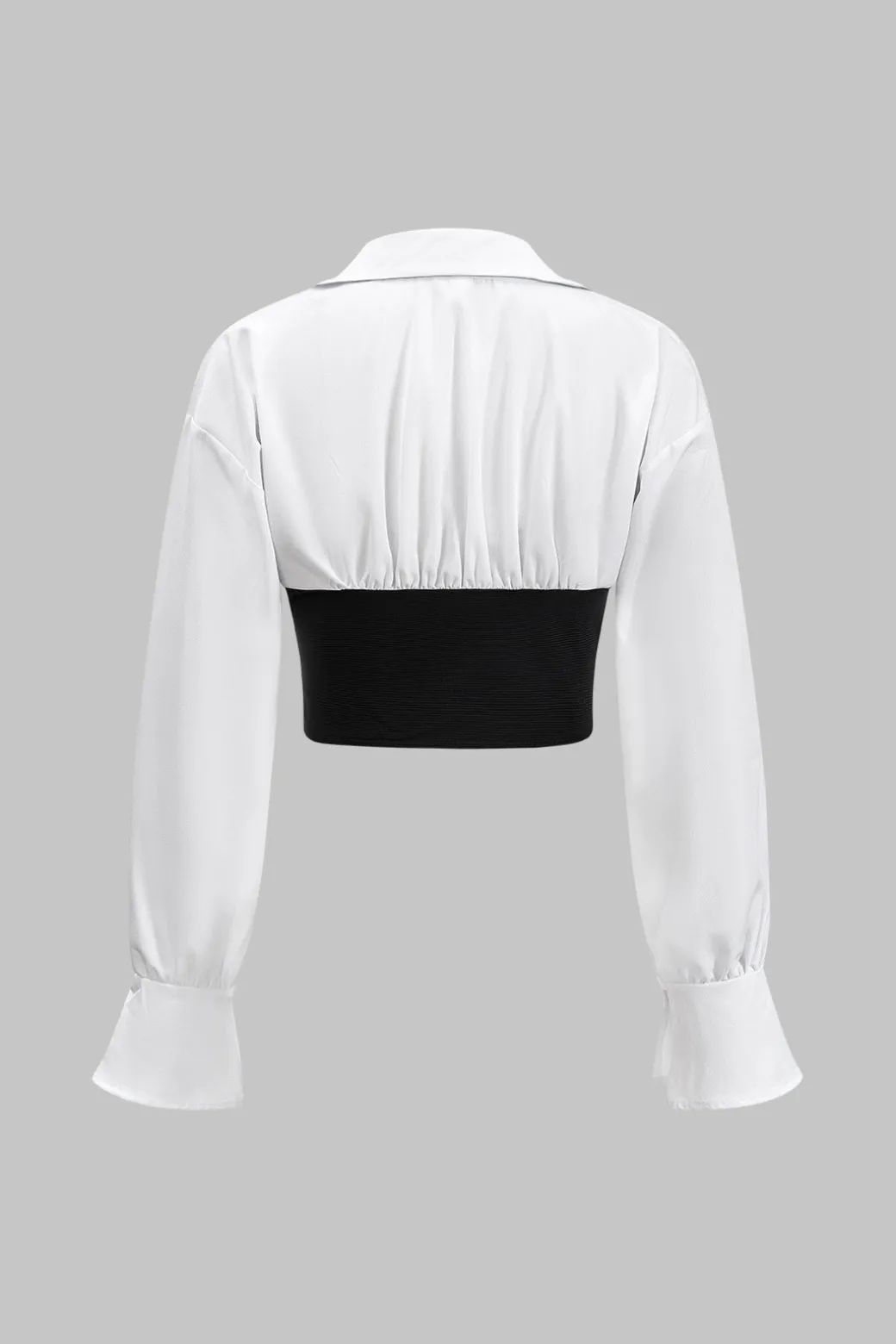 Twist Knot Patchwork Long Sleeve Shirt And Skirt Set