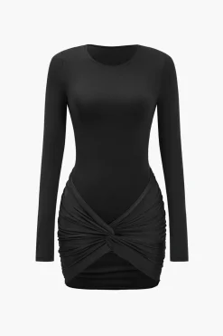 Twist Knot Satin Patchwork Mini Dress