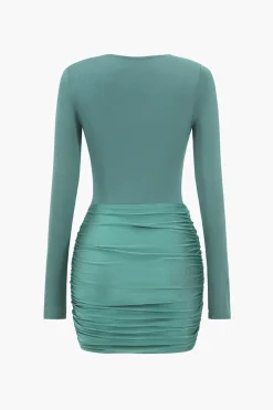 Twist Knot Satin Patchwork Mini Dress