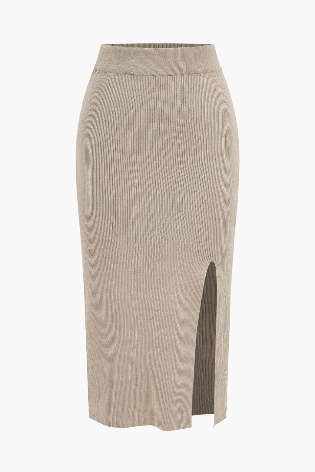 Twist Knot V-Neck Long-Sleeve Top And Side Slit Skirt Set