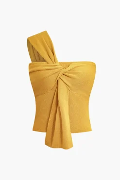 Twist One Shoulder Knit Tank Top