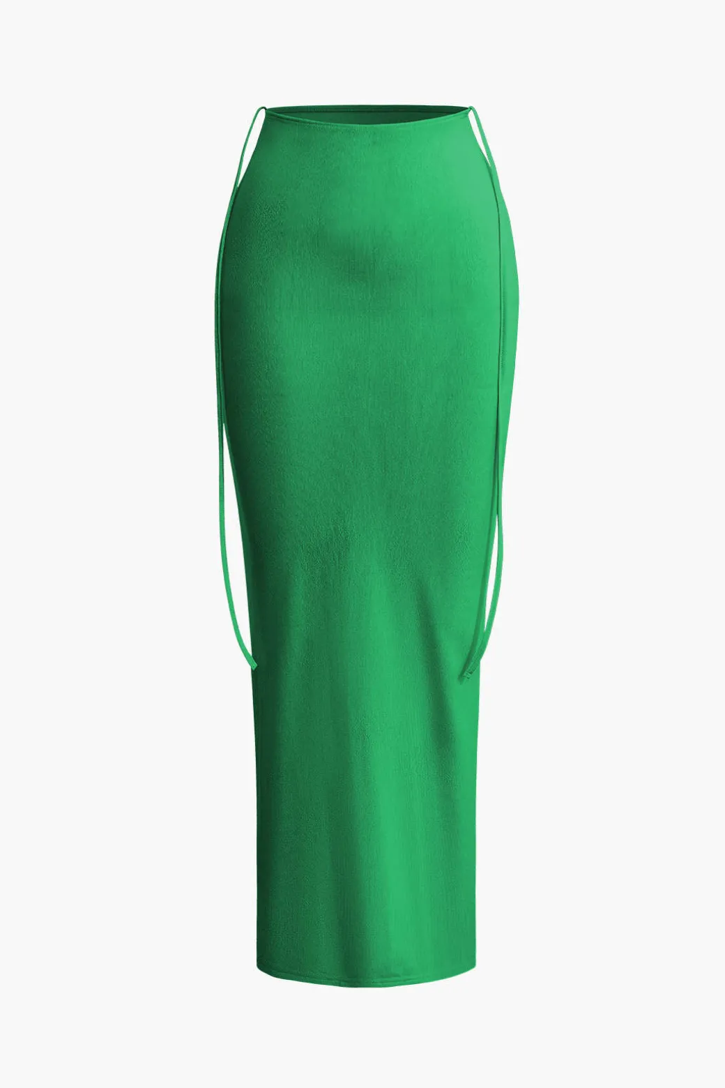 Twist Tie Halter Long Sleeve Bra Top And Maxi Skirt Set