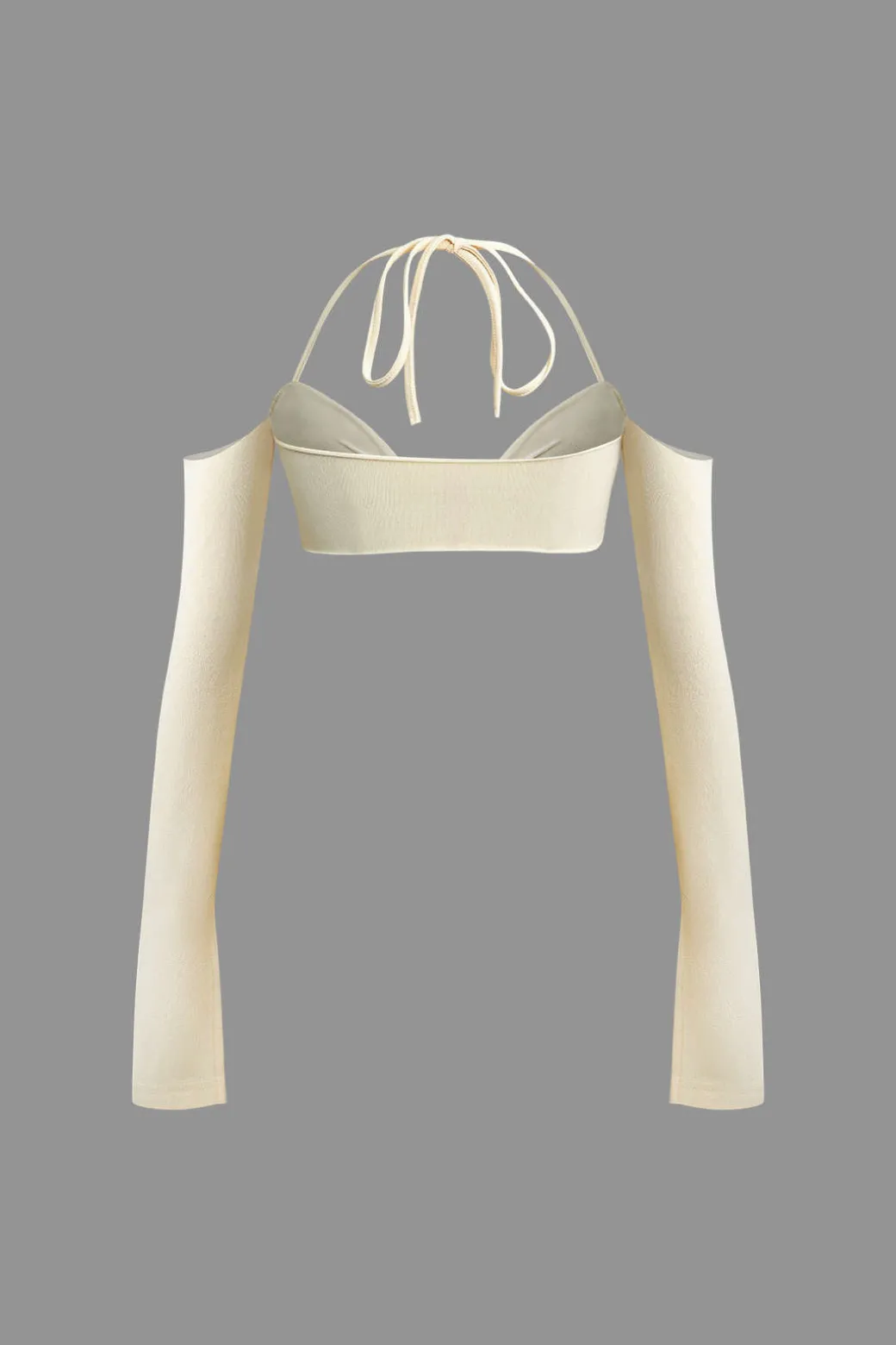 Twist Tie Halter Long Sleeve Bra Top And Maxi Skirt Set