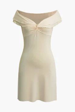 Twisted V-Neck Scallop Edge Mini Dress