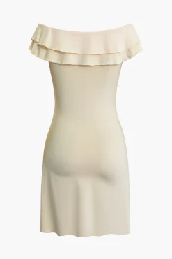 Twisted V-Neck Scallop Edge Mini Dress