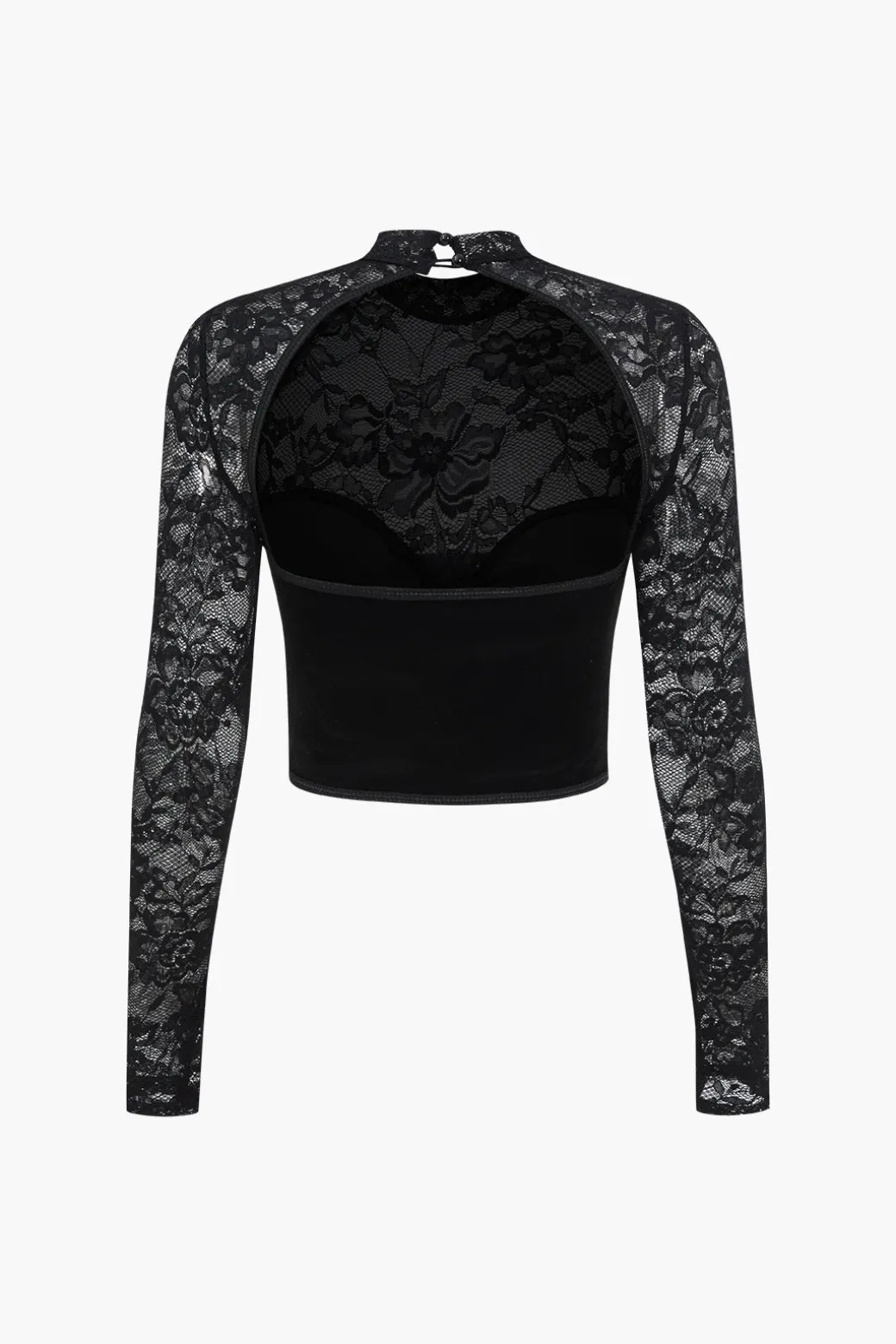 Velvet Patchwork Corset Backless Long-Sleeve Top