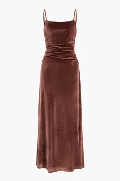Velvet Ruched Slip Maxi Dress