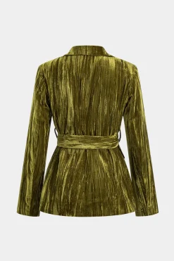 Velvet Tie-Up Pocket Long Sleeve Jacket