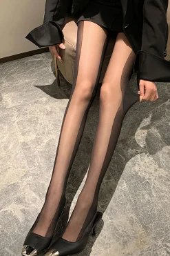 Vertical Stripes Patchwork Tights