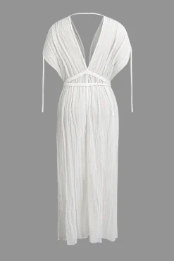 V-Neck Backless Slit Maxi Dress