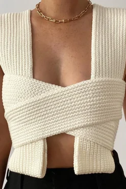 V-neck Cross Knot Back Knit Top
