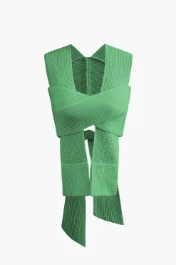 V-neck Cross Knot Back Knit Top