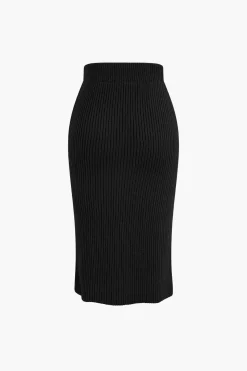 V-neck Long Sleeve Sweater And Skirt Set