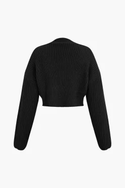 V-neck Long Sleeve Sweater And Skirt Set