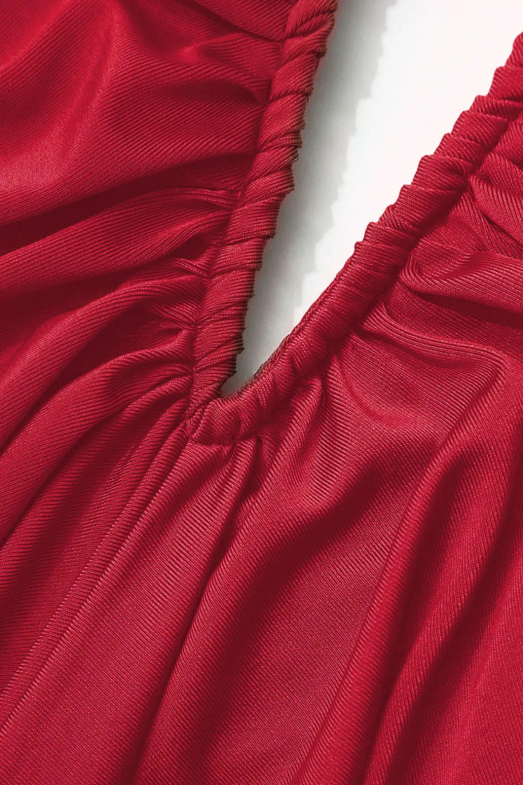 V-neck Ruched Top And V-shape Cut Waist Maxi Skirt Set