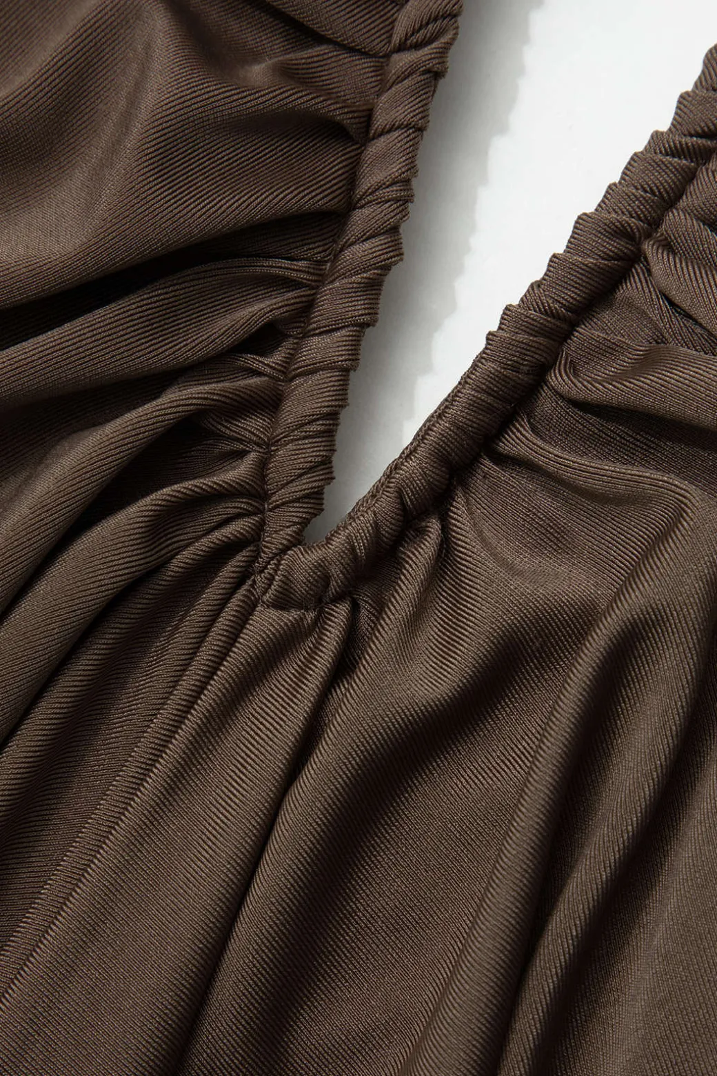 V-neck Ruched Top And V-shape Cut Waist Maxi Skirt Set