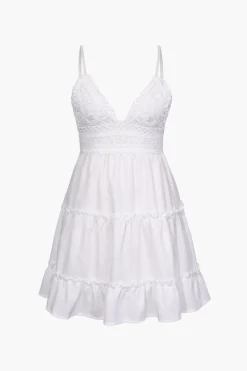 V-Neck Ruffle Hem Mini Dress