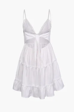 V-Neck Ruffle Hem Mini Dress