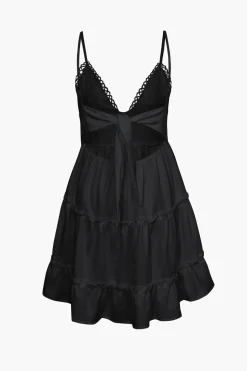 V-Neck Ruffle Hem Mini Dress