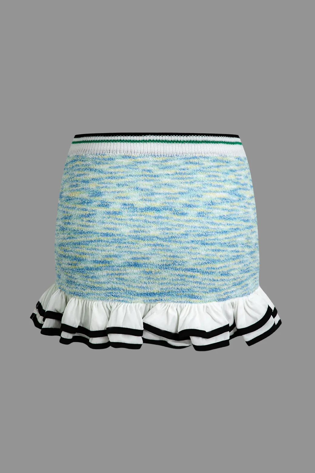 V-Neck Sleeveless Knit Tank Top And Ruffle Mini Skirt Set