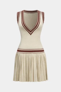 V-Neck Sweater Sleeveless Dress