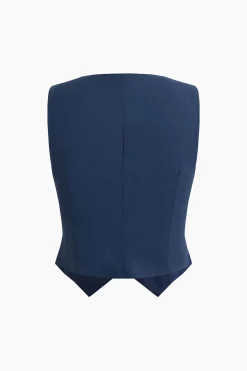 V-neck Vest And Pleated Mini Skirt Set