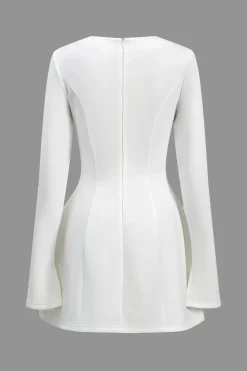 V-Shape Long Sleeve Mini Dress