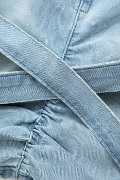 V-waist Buckle Flap Pocket Denim Cargo Skirt