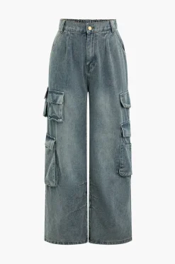 Washed Pocket Cargo Jeans