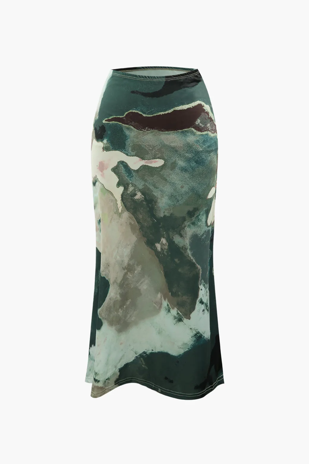 Watercolor Print Midi Skirt