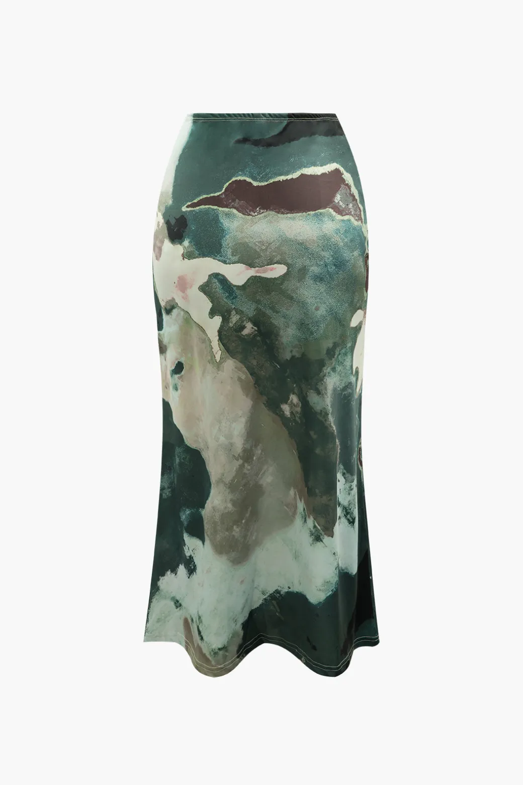 Watercolor Print Midi Skirt