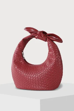 Woven Faux Leather Half-Moon Shape Clutch Bag