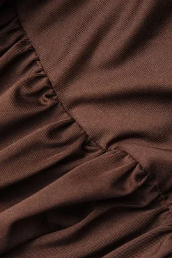 Wrap Ruched High Neck Long Sleeve Maxi Dress