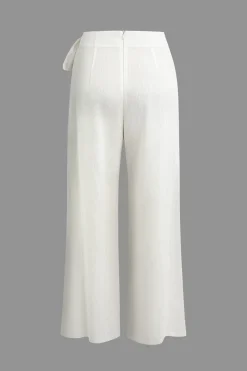 Wrap Tie Linen Wide Leg Pants