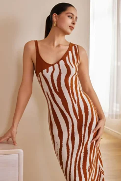Zebra Print Asymmetrical Midi Dress