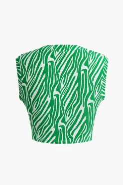 Zebra Print V-neck Sleeveless T-shirt