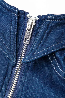 Zip Up Denim Sleeveless Bodysuit